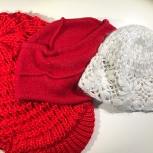 BRAND NEW pack of 3 Red and White Beanies/Hats!